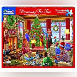 White Mountain “Decorating The Tree” Holiday 1000 Piece Puzzle Complete